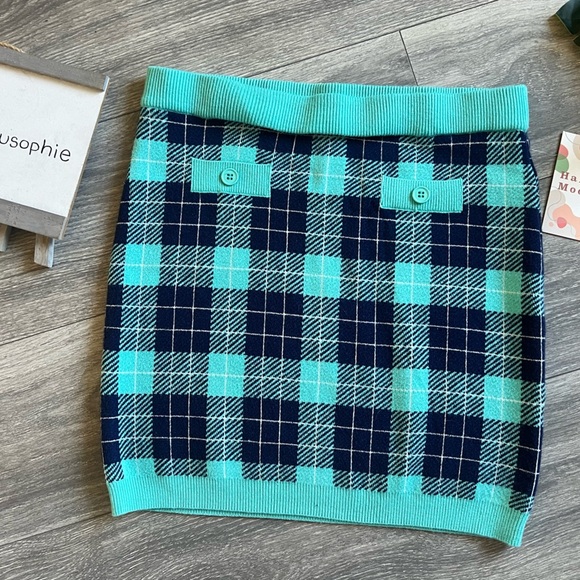 Hazel moon cardigan sweater and knit skirt set in teal/navy. Size L NWT! - Picture 5 of 9